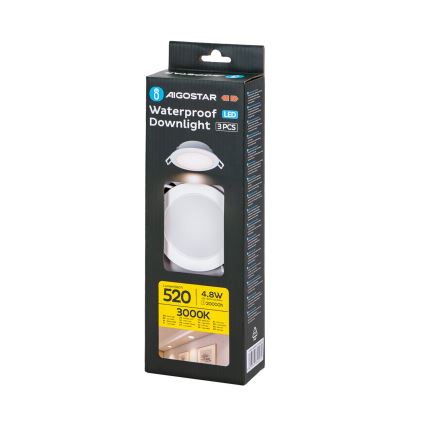 Aigostar - SADA 3x LED Venkovní podhledové svítidlo LED/4,8W/230V 3000K IP65 bílá