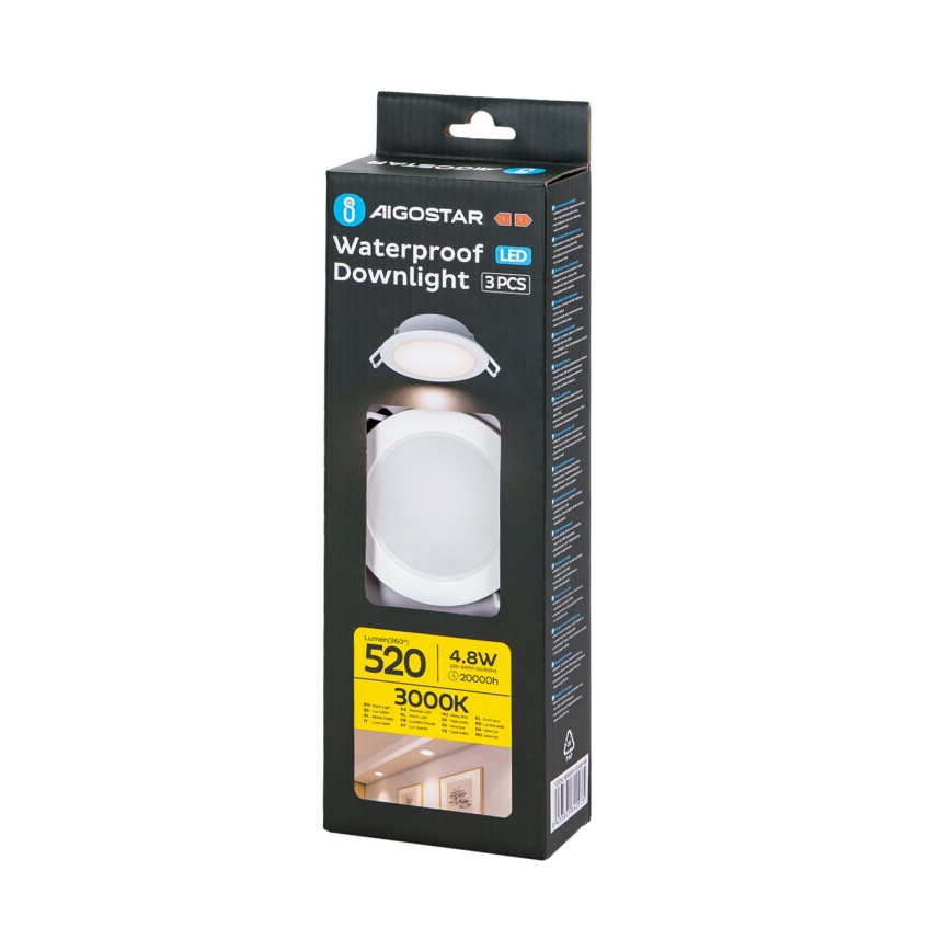 Aigostar - SADA 3x LED Venkovní podhledové svítidlo LED/4,8W/230V 3000K IP65 bílá