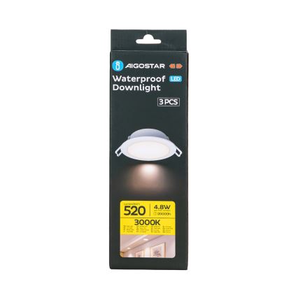 Aigostar - SADA 3x LED Venkovní podhledové svítidlo LED/4,8W/230V 3000K IP65 bílá