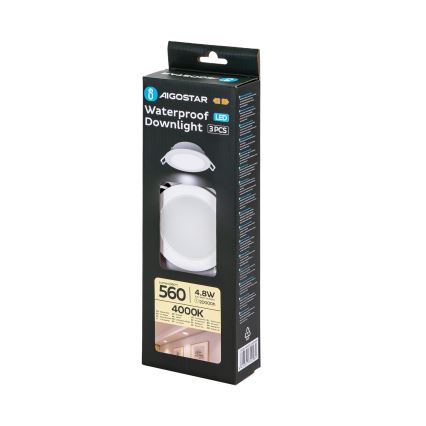 Aigostar - SADA 3x LED Venkovní podhledové svítidlo LED/4,8W/230V 4000K IP65 bílá