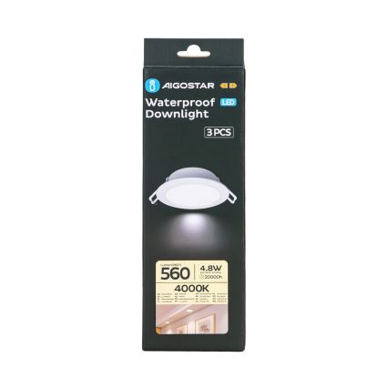 Aigostar - SADA 3x LED Venkovní podhledové svítidlo LED/4,8W/230V 4000K IP65 bílá