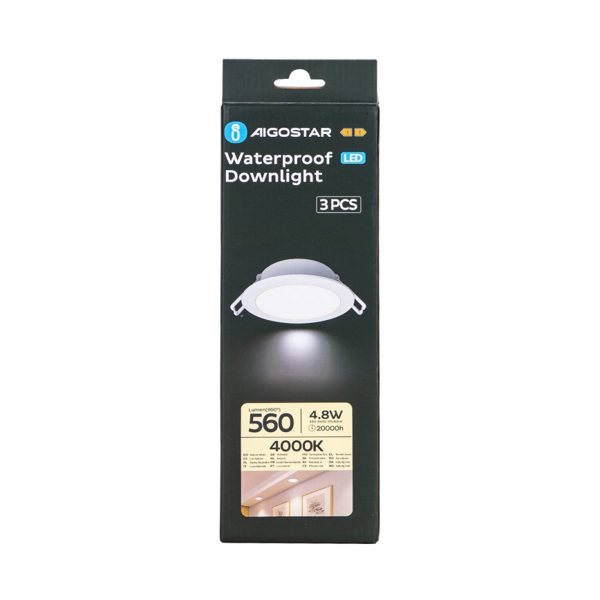 Aigostar - SADA 3x LED Venkovní podhledové svítidlo LED/4,8W/230V 4000K IP65 bílá