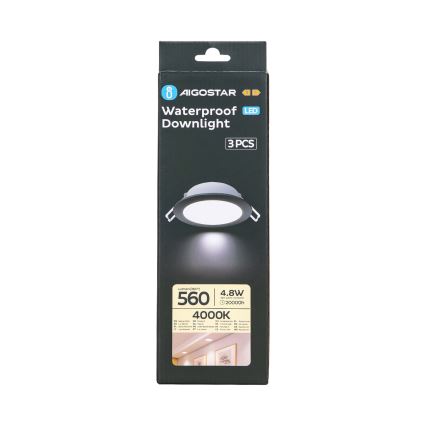 Aigostar - SADA 3x LED Venkovní podhledové svítidlo LED/4,8W/230V 4000K IP65 černá
