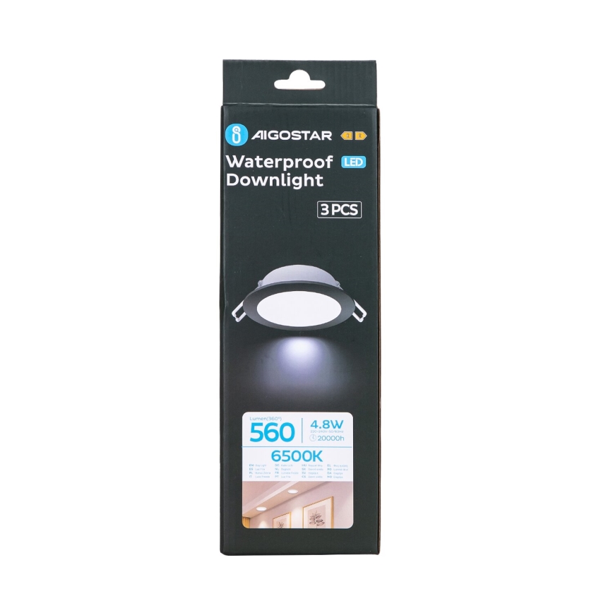 Aigostar - SADA 3x LED Venkovní podhledové svítidlo LED/4,8W/230V 6500K IP65 černá