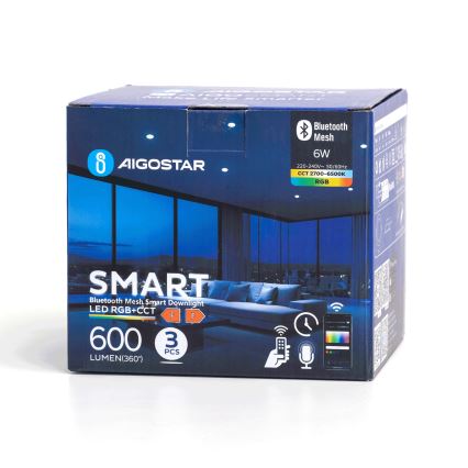 Aigostar - SADA 3 x LED RGB Stmívatelné podhledové svítidlo MESH LED/6W/230V 2700K-6500K pr.11,5cm
