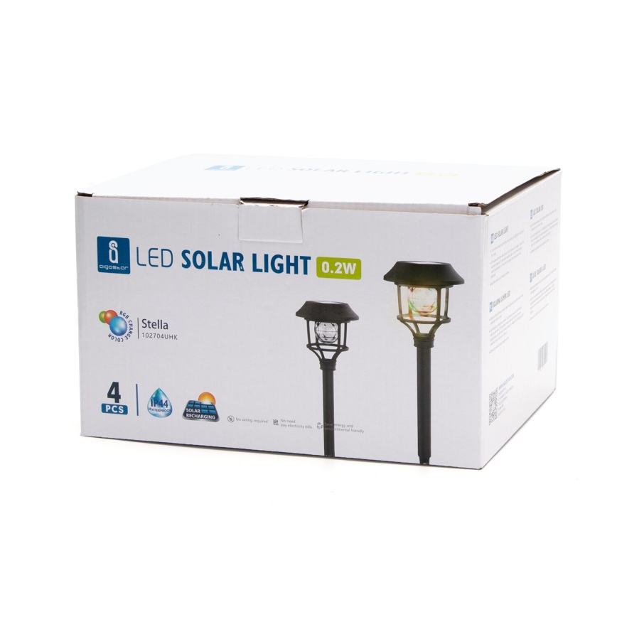 Aigostar - SADA 4x LED RGB Solární lampa LED/0,2W/2V IP44