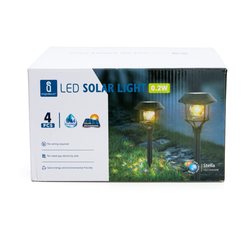 Aigostar - SADA 4x LED RGB Solární lampa LED/0,2W/2V IP44