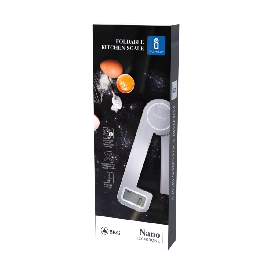 Aigostar - Skládací kuchyňská váha 5kg matný chrom