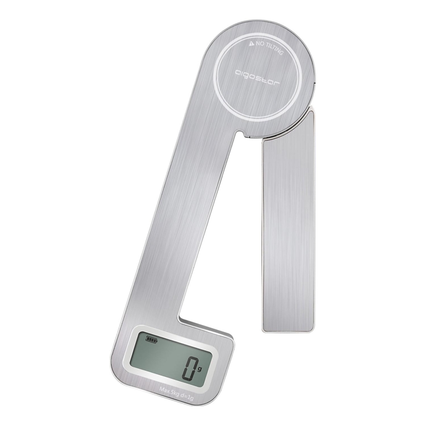 Aigostar - Skládací kuchyňská váha 5kg matný chrom