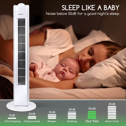 Aigostar - Sloupový ventilátor 45W/230V bílá