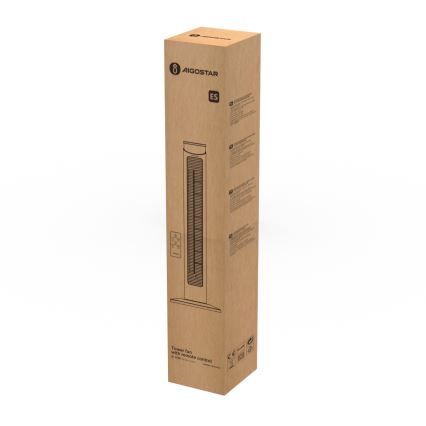 Aigostar - Sloupový ventilátor 45W/230V černá + dálkové ovládání