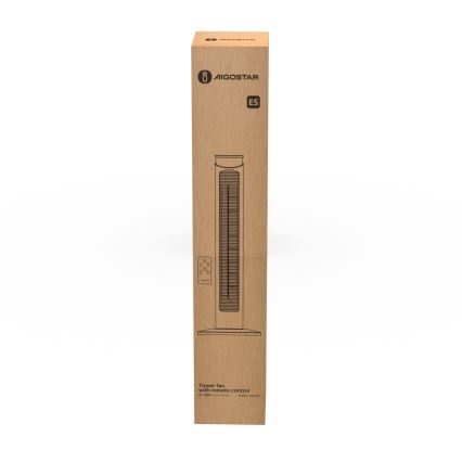 Aigostar - Sloupový ventilátor 45W/230V černá + dálkové ovládání