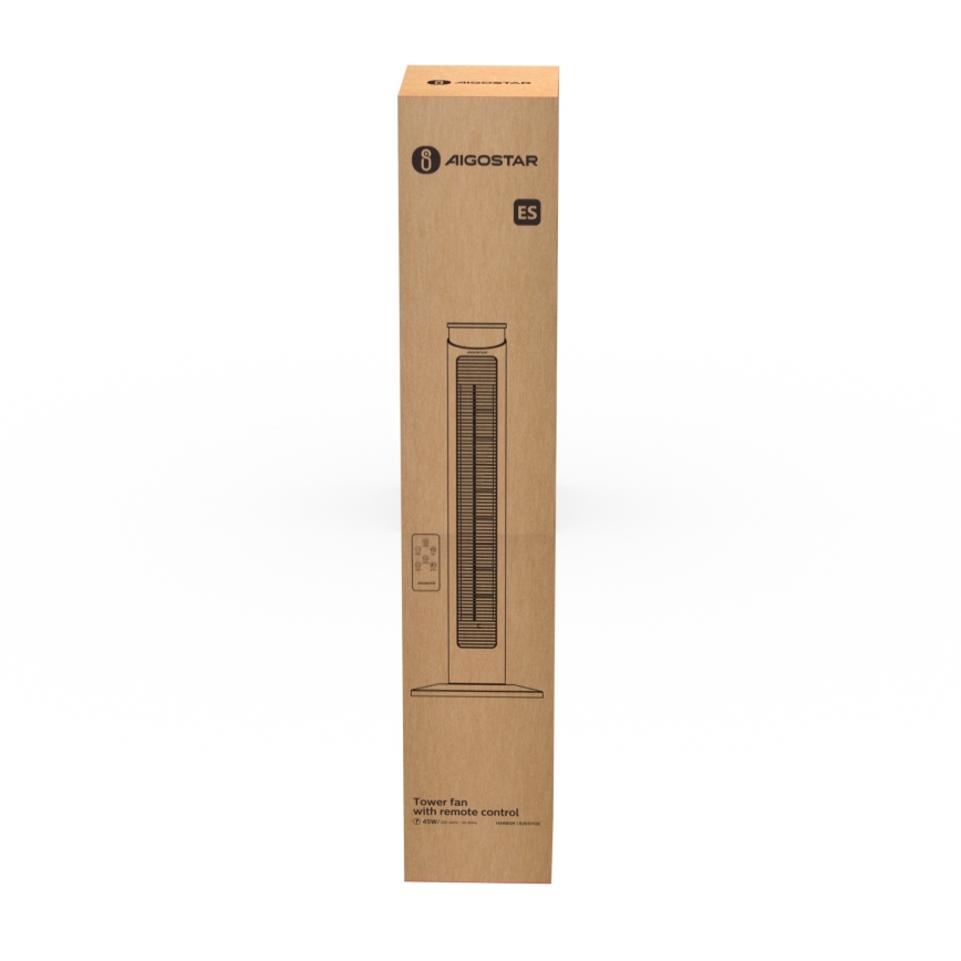 Aigostar - Sloupový ventilátor 45W/230V černá + dálkové ovládání