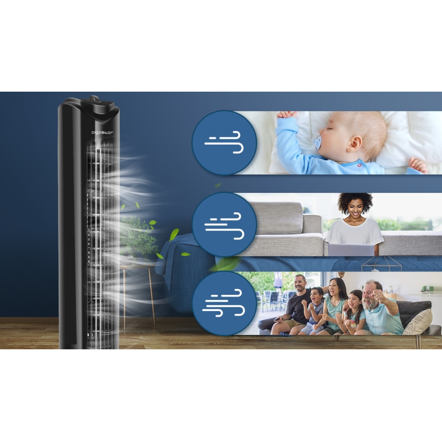 Aigostar - Sloupový ventilátor 45W/230V černá