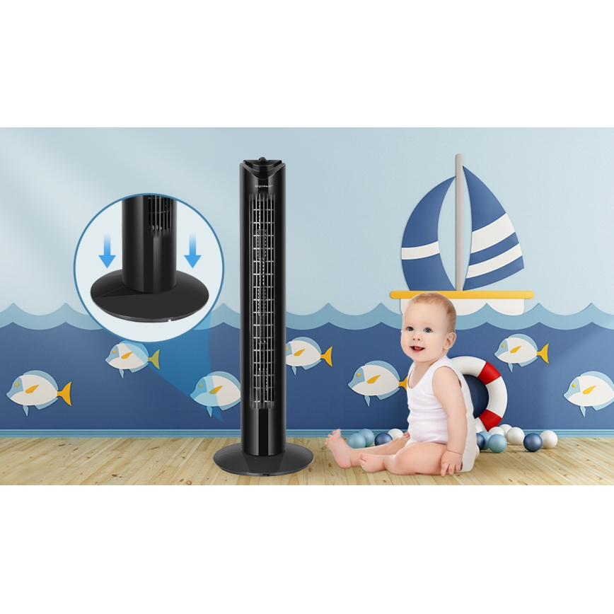 Aigostar - Sloupový ventilátor 45W/230V černá