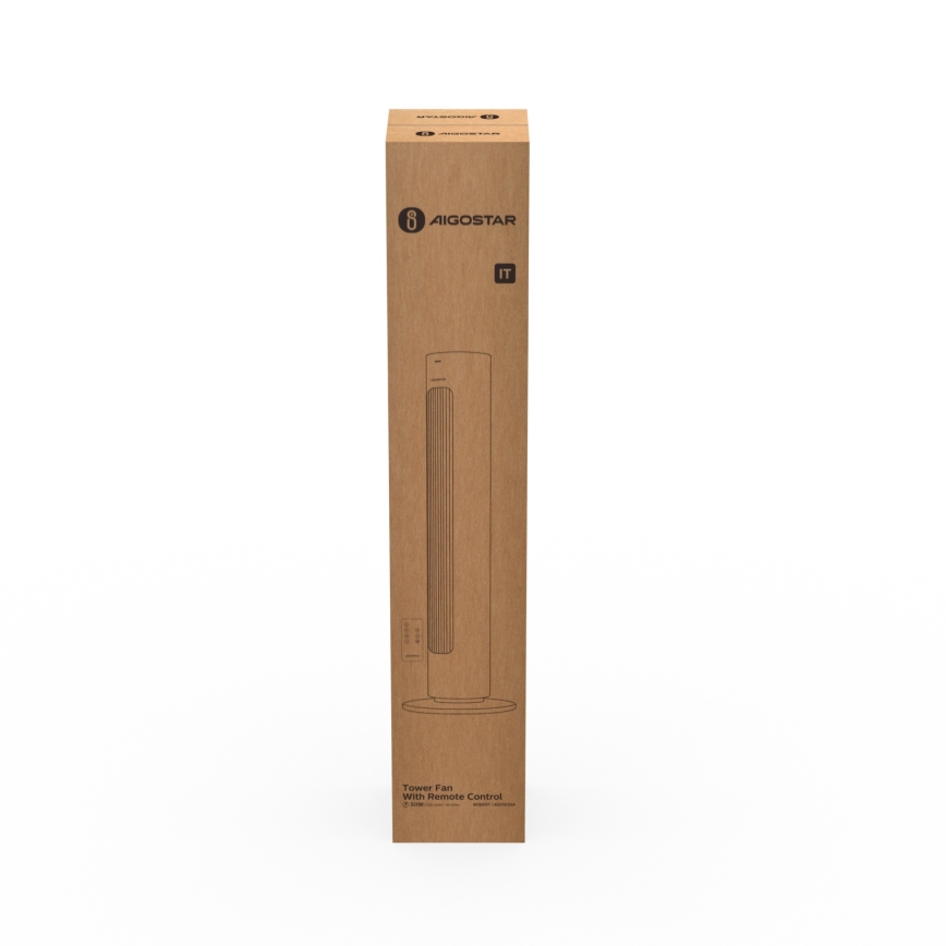 Aigostar - Sloupový ventilátor 50W/230V bílá + dálkové ovládání