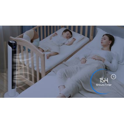 Aigostar - Sloupový ventilátor 50W/230V černá/bílá + dálkové ovládání