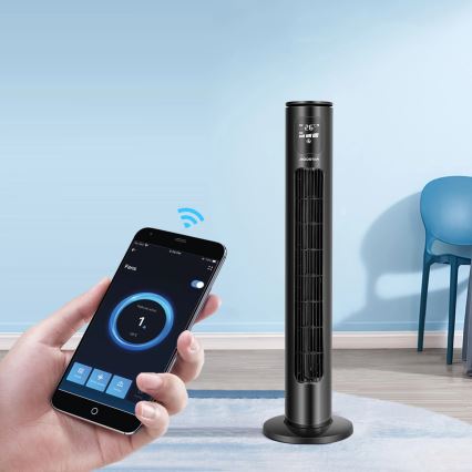 Aigostar - Sloupový ventilátor 50W/230V černá Wi-Fi + dálkové ovládání