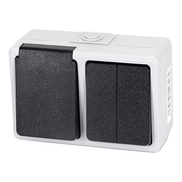 Aigostar - Spínač domovní střídavý se zásuvkou 250V/16A IP54