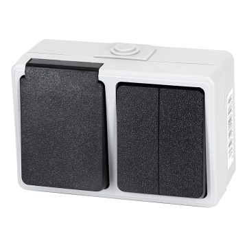 Aigostar - Spínač domovní střídavý se zásuvkou 250V/16A IP54