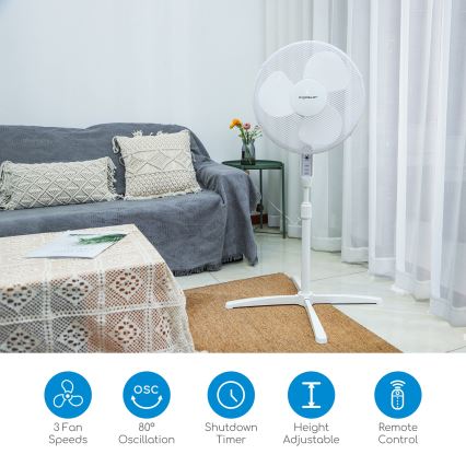 Aigostar - Stojanový ventilátor 40W/230V 120 cm bílá