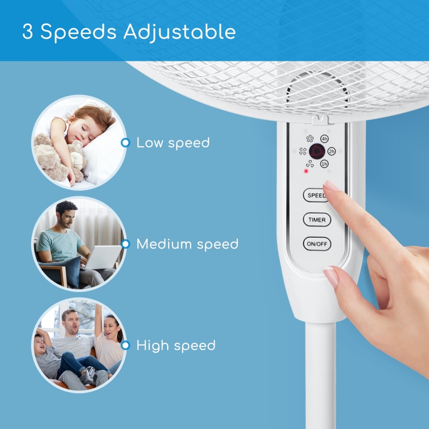 Aigostar - Stojanový ventilátor 40W/230V 120 cm bílá
