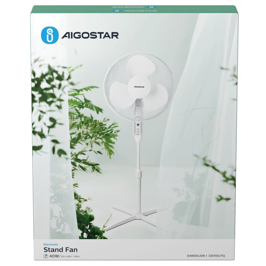 Aigostar - Stojanový ventilátor 40W/230V 120 cm bílá