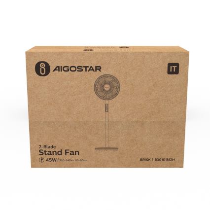 Aigostar - Stojanový ventilátor 45W/230V 110 cm bílá