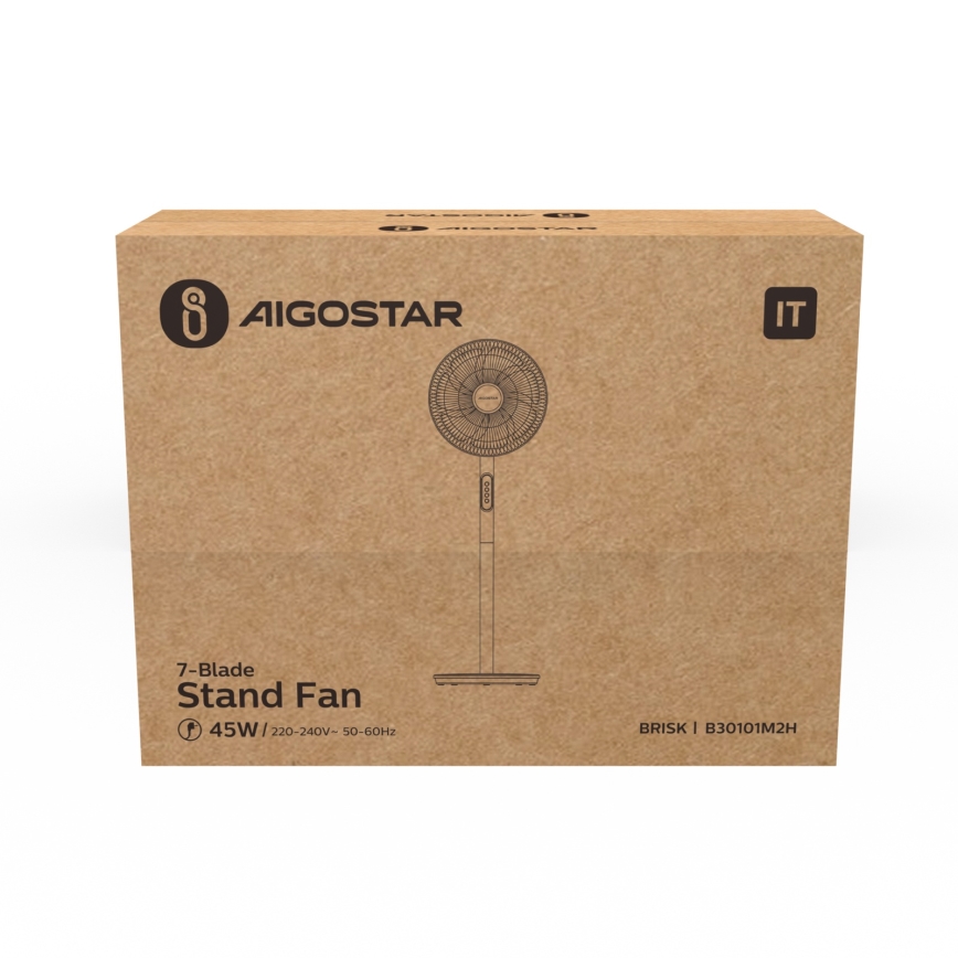 Aigostar - Stojanový ventilátor 45W/230V 110 cm bílá