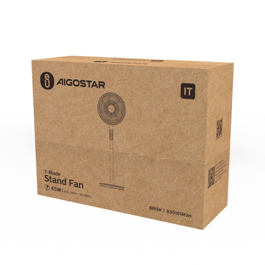 Aigostar - Stojanový ventilátor 45W/230V 110 cm bílá