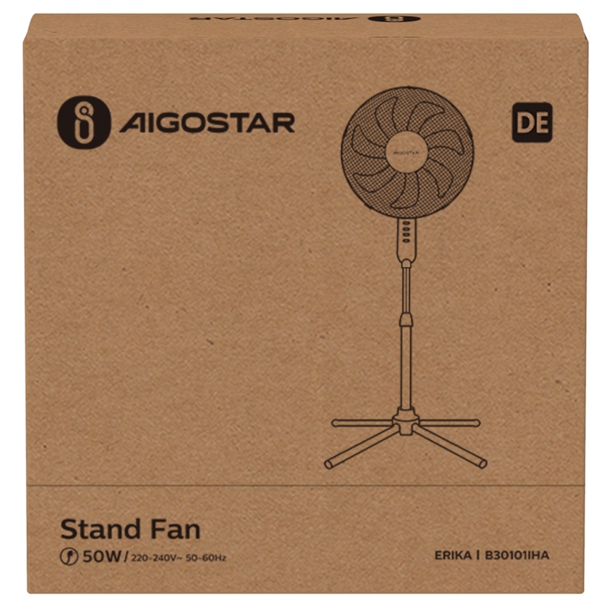 Aigostar - Stojanový ventilátor 50W/230V 120 cm bílá