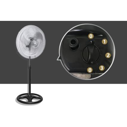 Aigostar - Stojanový ventilátor 55W/230V lesklý chrom/černá