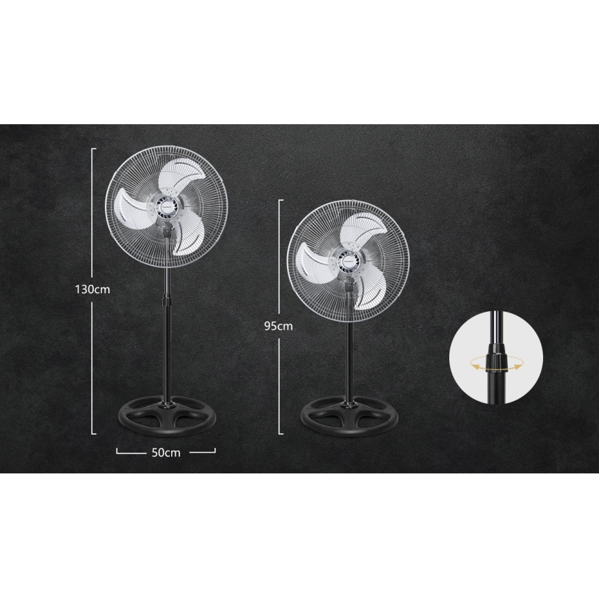 Aigostar - Stojanový ventilátor 55W/230V lesklý chrom/černá