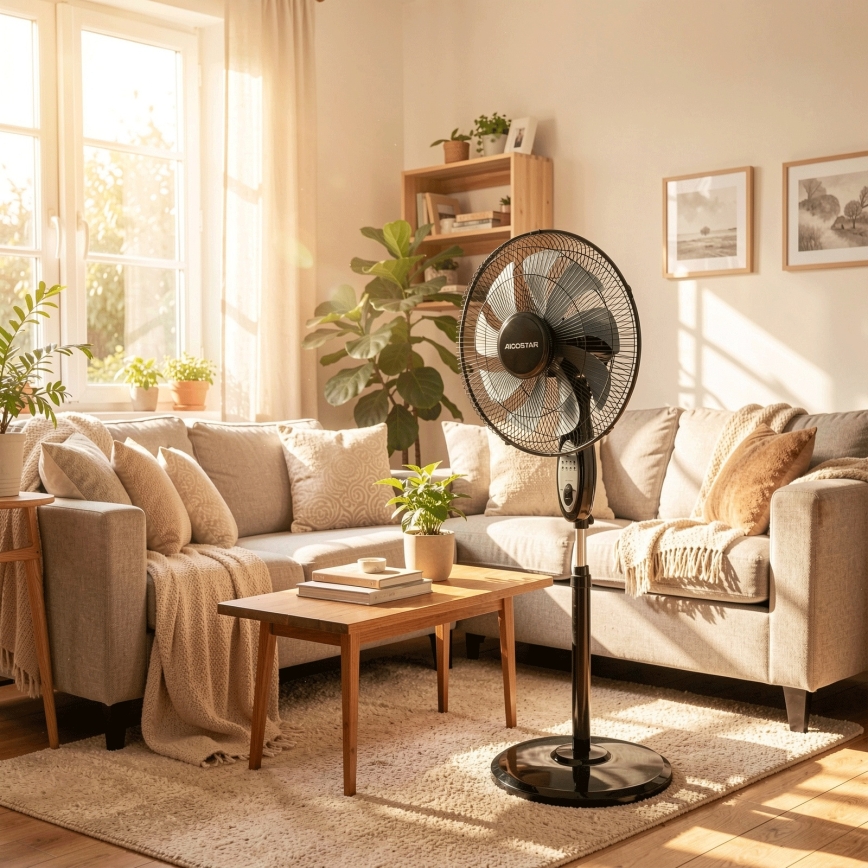 Aigostar - Stojanový ventilátor 60W/230V 130 cm černá + dálkové ovládání