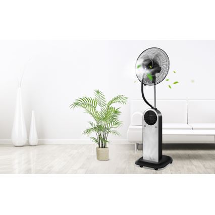 Aigostar - Stojanový ventilátor s mlhovým efektem 95W/230V černá/šedá + dálkové ovládání