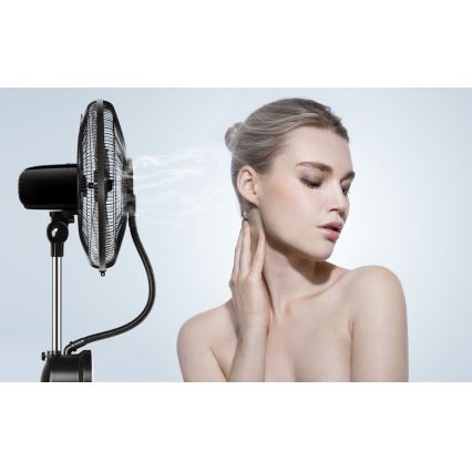 Aigostar - Stojanový ventilátor s mlhovým efektem 95W/230V černá/šedá + dálkové ovládání