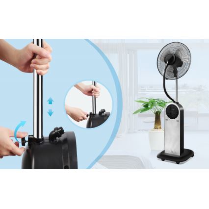 Aigostar - Stojanový ventilátor s mlhovým efektem 95W/230V černá/šedá + dálkové ovládání