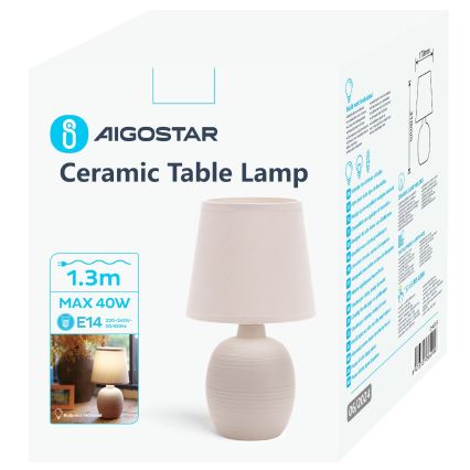 Aigostar - Stolní lampa 1xE14/40W/230V béžová