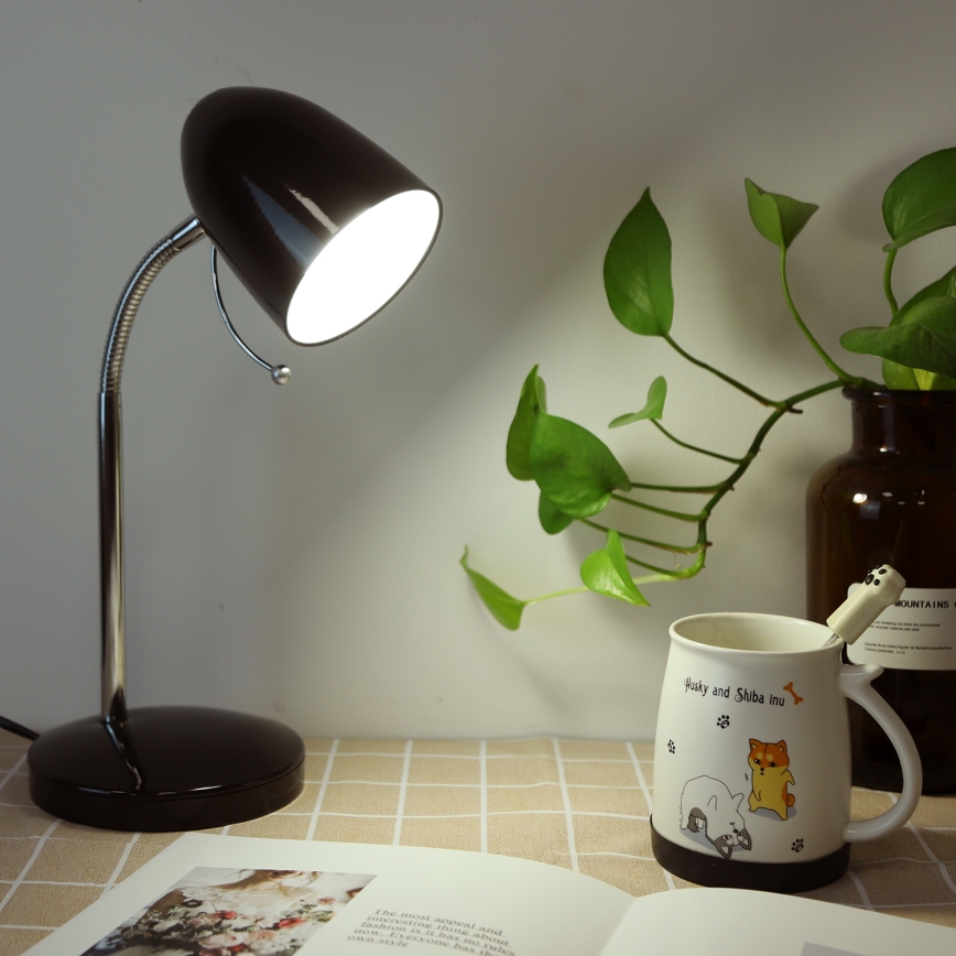 Aigostar - Stolní lampa 1xE27/36W/230V černá/lesklý chrom