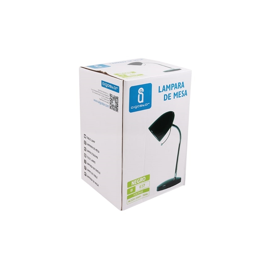 Aigostar - Stolní lampa 1xE27/36W/230V černá/lesklý chrom