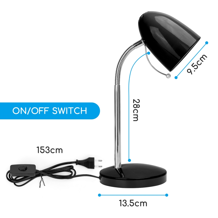 Aigostar - Stolní lampa 1xE27/36W/230V černá/lesklý chrom