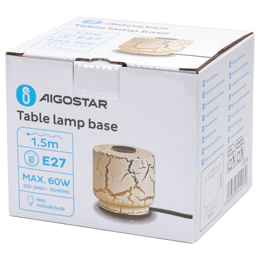 Aigostar - Stolní lampa 1xE27/60W/230V bílá/zlatá