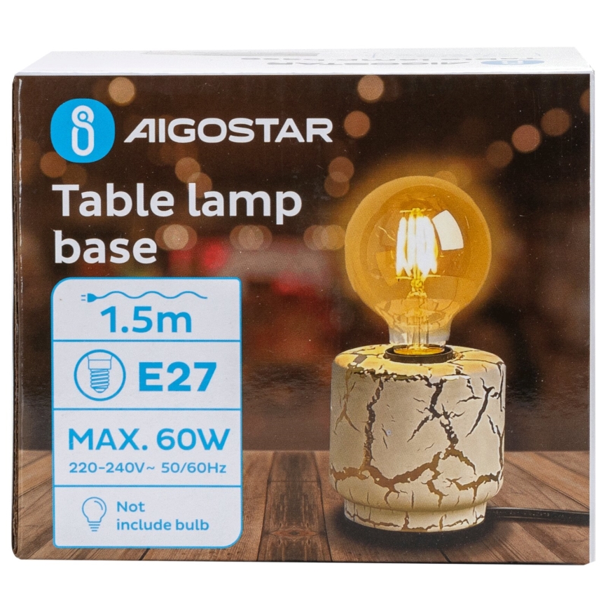Aigostar - Stolní lampa 1xE27/60W/230V bílá/zlatá
