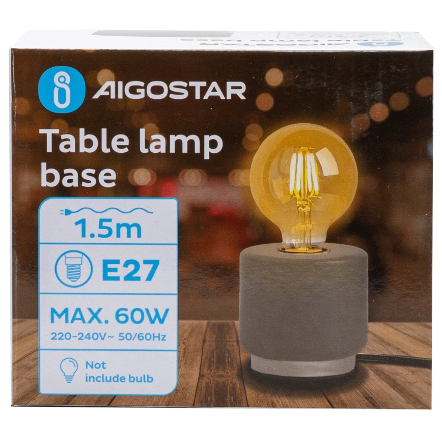 Aigostar - Stolní lampa 1xE27/60W/230V šedá