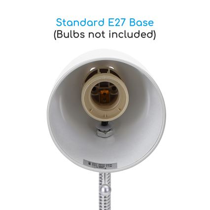 Aigostar -  Stolní lampa s klipem 1xE27/11W/230V bílá/lesklý chrom