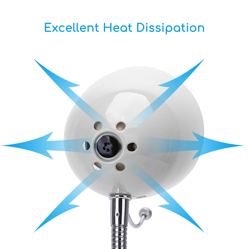 Aigostar -  Stolní lampa s klipem 1xE27/11W/230V bílá/lesklý chrom
