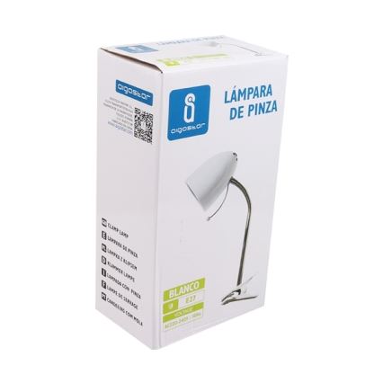 Aigostar -  Stolní lampa s klipem 1xE27/11W/230V bílá/lesklý chrom