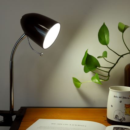Aigostar -  Stolní lampa s klipem 1xE27/11W/230V černá/lesklý chrom