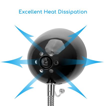 Aigostar -  Stolní lampa s klipem 1xE27/11W/230V černá/lesklý chrom