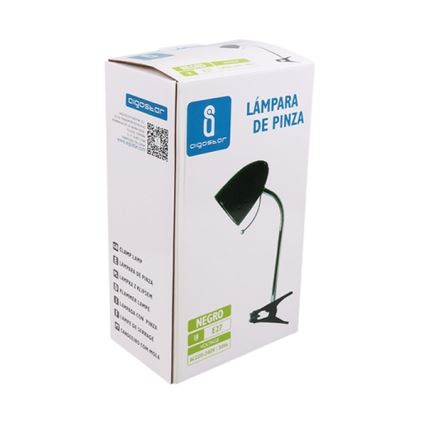 Aigostar -  Stolní lampa s klipem 1xE27/11W/230V černá/lesklý chrom